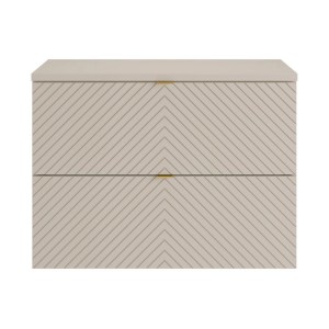 Beiger Vente-unique Waschbeckenunterschrank Dorioni 80 cm mit Chevron-Muster und 2 Soft-Close-Schubladen.
