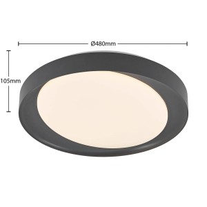 Moderne, dimmbare LED Deckenleuchte Alyano in Alu-Optik, 48cm Durchmesser. Wohnzimmerleuchte mit Leselampe.