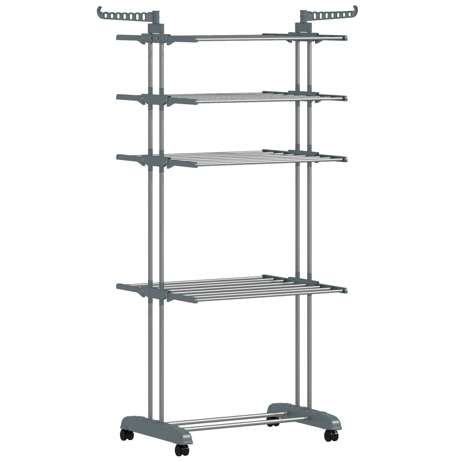 HOMCOM Wäscheständer Plastic Stahl 73L x 64B x 172H cm Grau