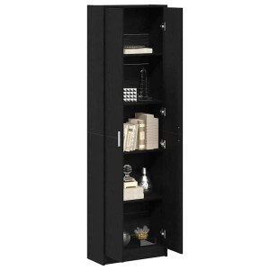 Schwarzer Kleiderschrank in Eichen-Optik mit offenen Regalen, vidaXL, 55x25x189 cm.