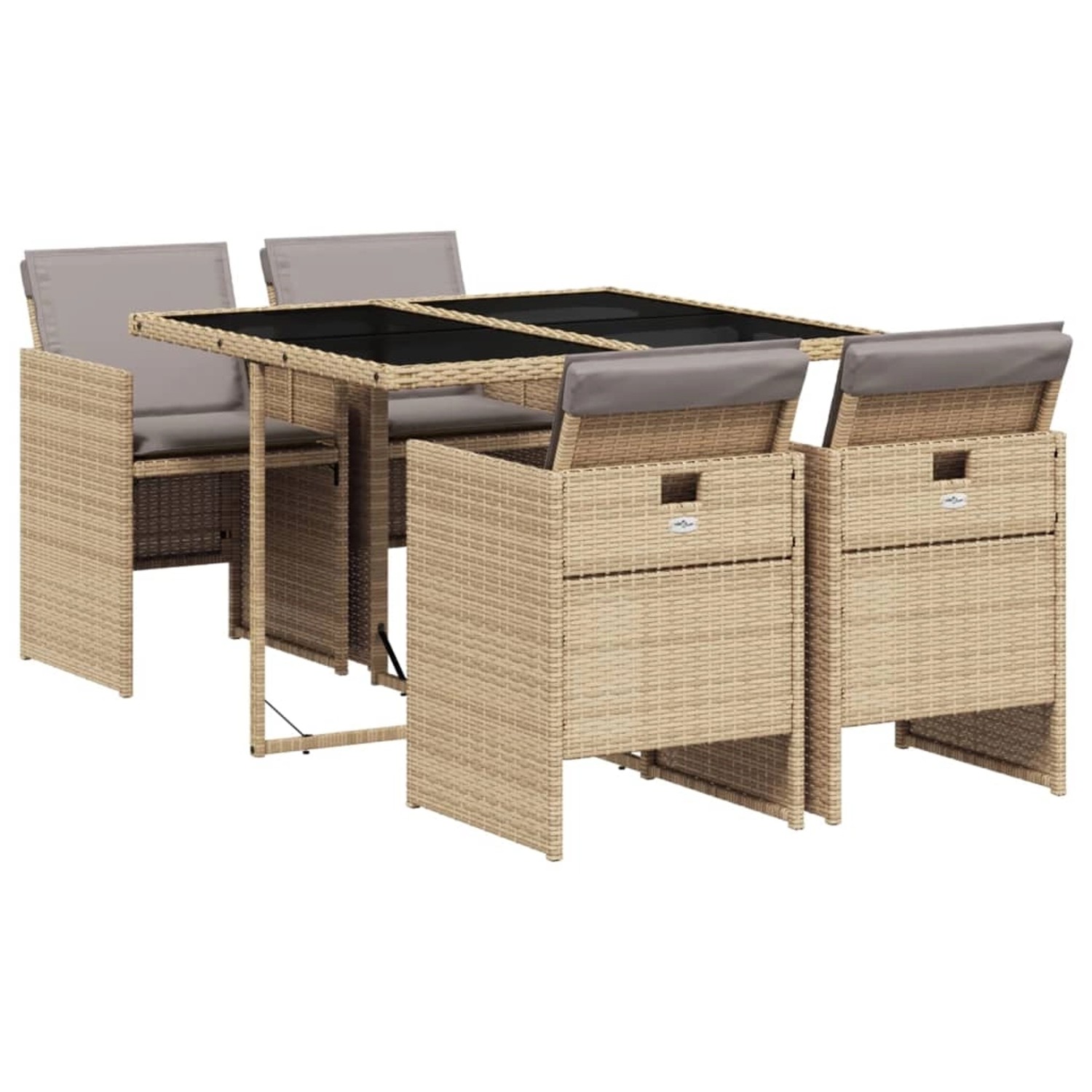 vidaXL 5-Tlg Garten-Essgruppe mit Kissen Beigemischung Poly Rattan 3277667