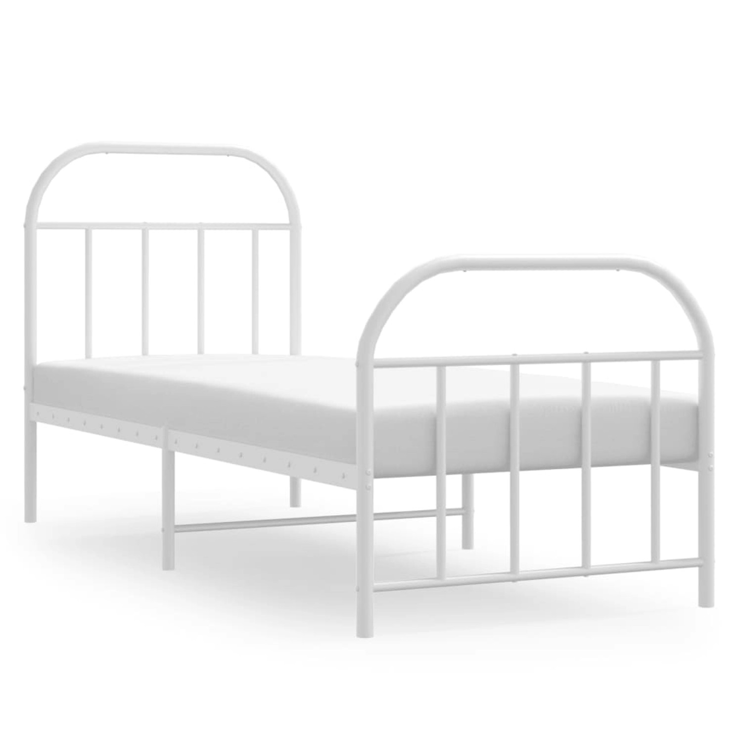 vidaXL Bettgestell mit Kopf- und Fußteil Metall Weiß 75x190 cm 353692 günstig online kaufen