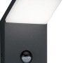 Anthrazitfarbene Trio LED-Außenwandleuchte Pearl mit Bewegungsmelder.