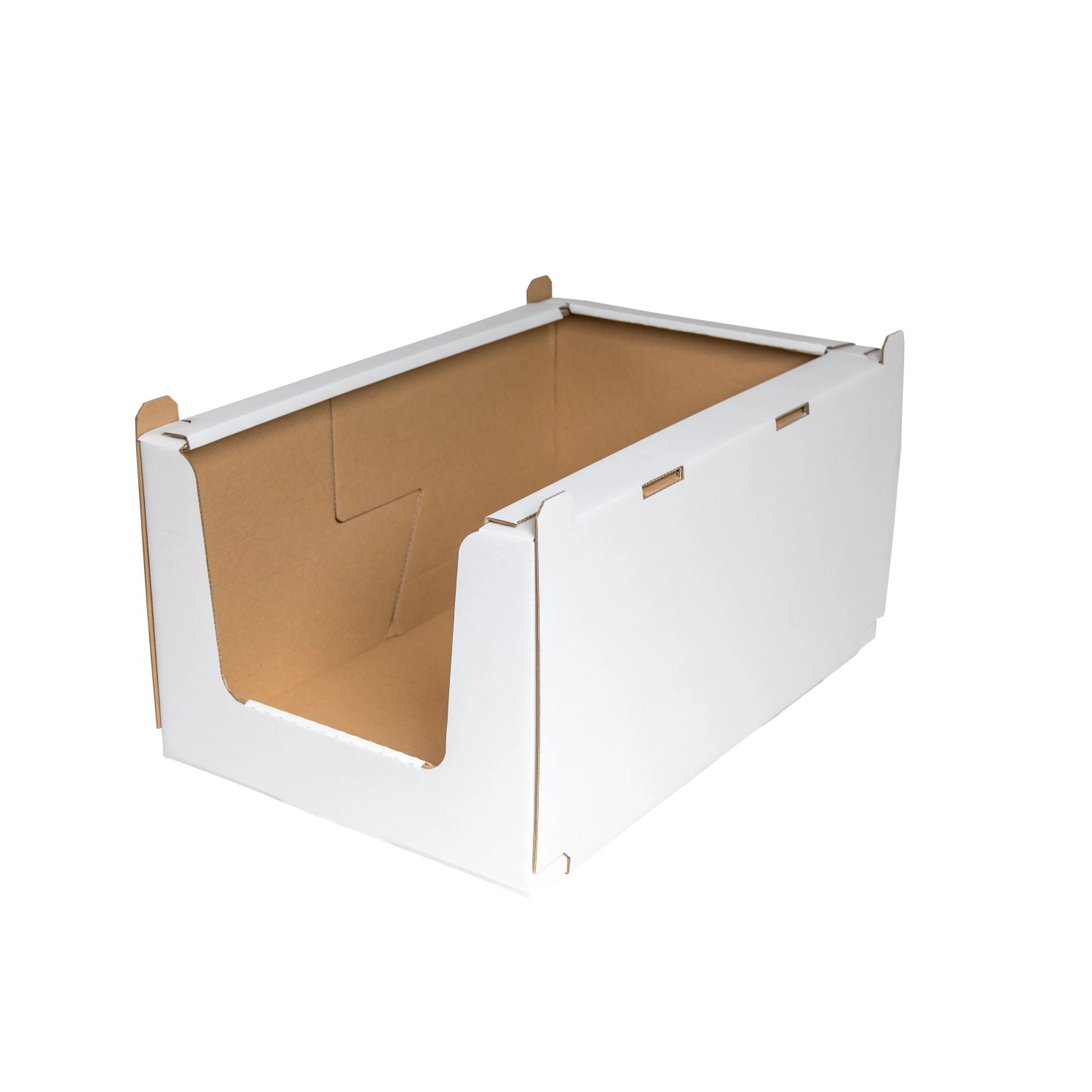 PROREGAL Mega Deal 8x Stapelbehälter Aus Wellpappe M LxBxH 587x382x281mm Stapelbar Weiß Regalkarton Stapelkarton Stapelbox