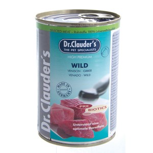 Dr. Clauder Hunde-Nassfutter Wild, 400g Dose. Alleinfutter mit Wildfleisch für eine optimale Darmflora.