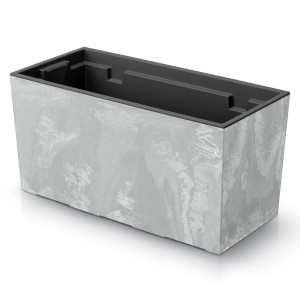 Heller, rechteckiger Prosperplast Pflanzkasten Urbi in Betonoptik (8L) für Innen- und Außenbereich.