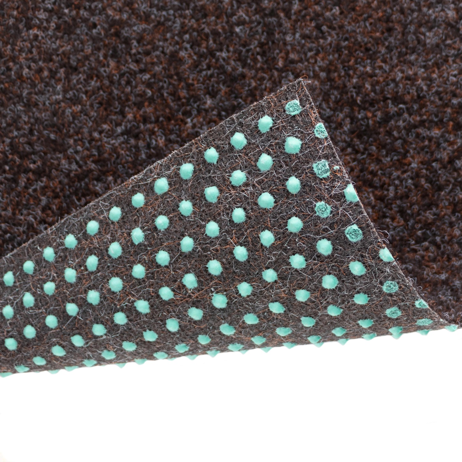 Primaflor Rasenteppich Green Braun, Detailaufnahme der Noppen für Belüftung.