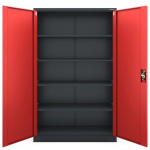 Jan Nowak Büro Aktenschrank Metallschrank JAN II 115 x 185 x 40 cm Anthrazit Rot