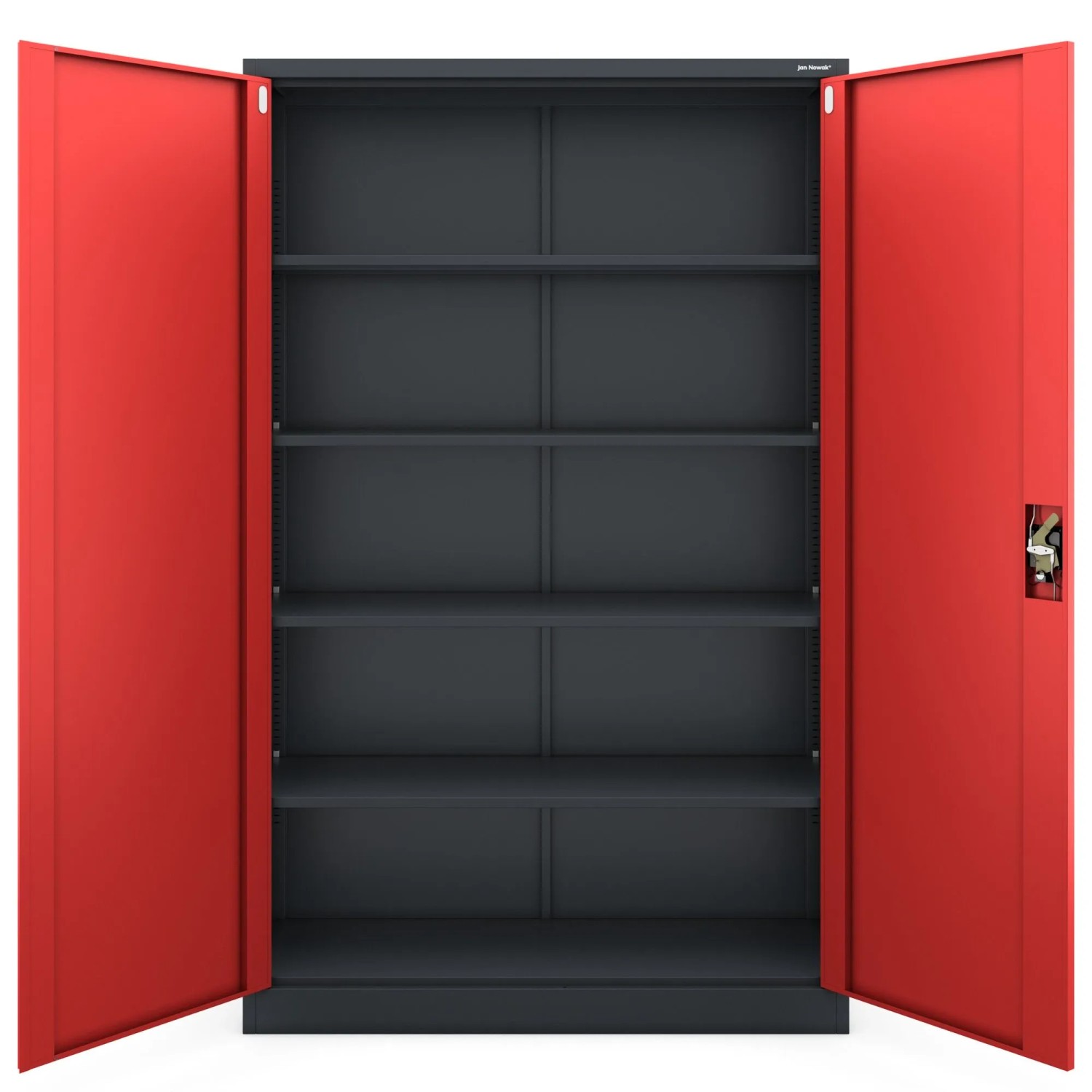 Jan Nowak Büro Aktenschrank Metallschrank JAN II 115 x 185 x 40 cm Anthrazit Rot_3