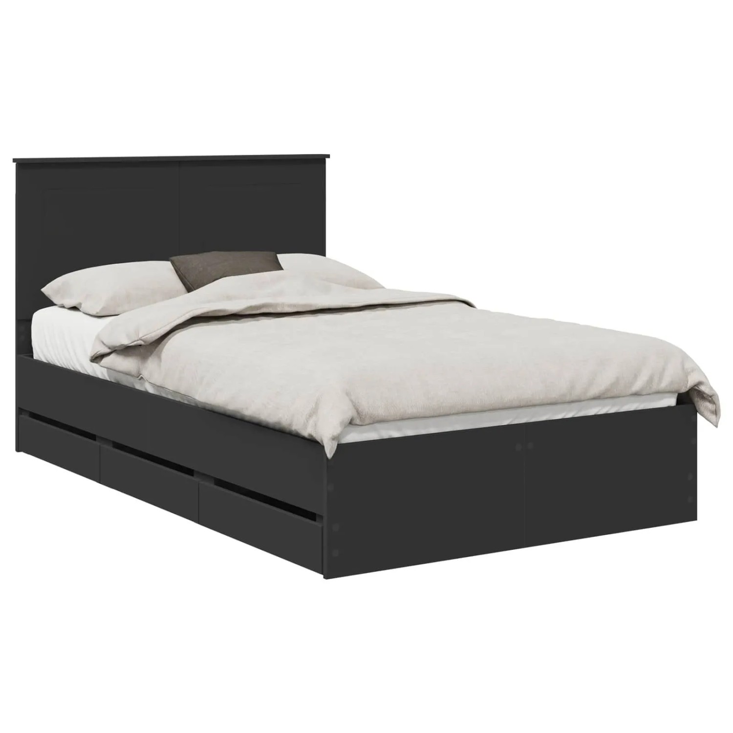 vidaXL Bettrahmen mit Schubladen Schwarz 120 x 190 cm Ingenieurs Holz 3409476