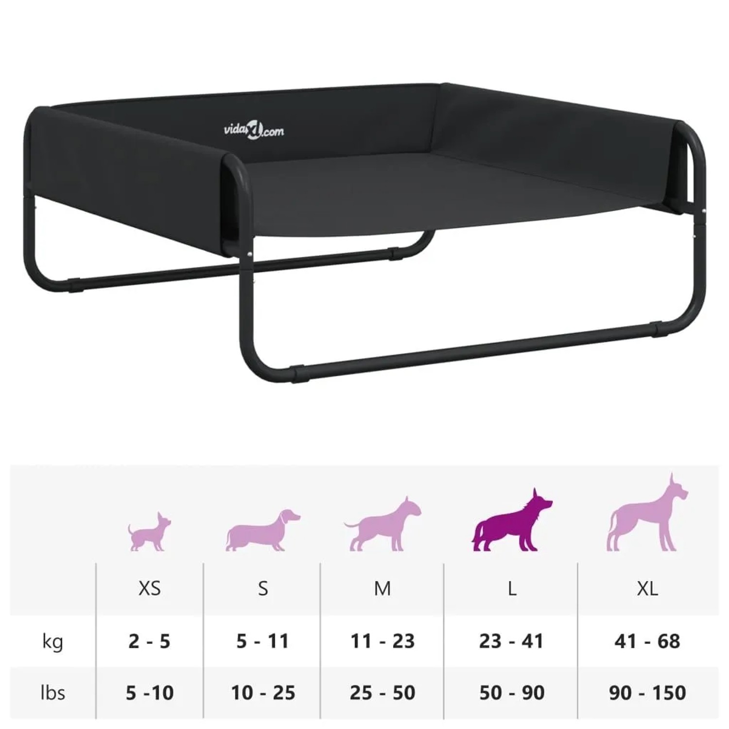 vidaXL Hundebett Erhöht Anthrazit Oxford-Gewebe und Stahl 172602_10