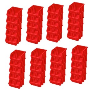 PROREGAL SuperSparSet: 40 rote Sichtlagerboxen aus Polypropylen, 7,5x11,6x11,2 cm, für Aufbewahrungssysteme.