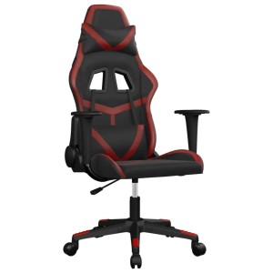 vidaXL Gaming-Stuhl mit Massagefunktion Schwarz und Weinrot Kunstleder 345430