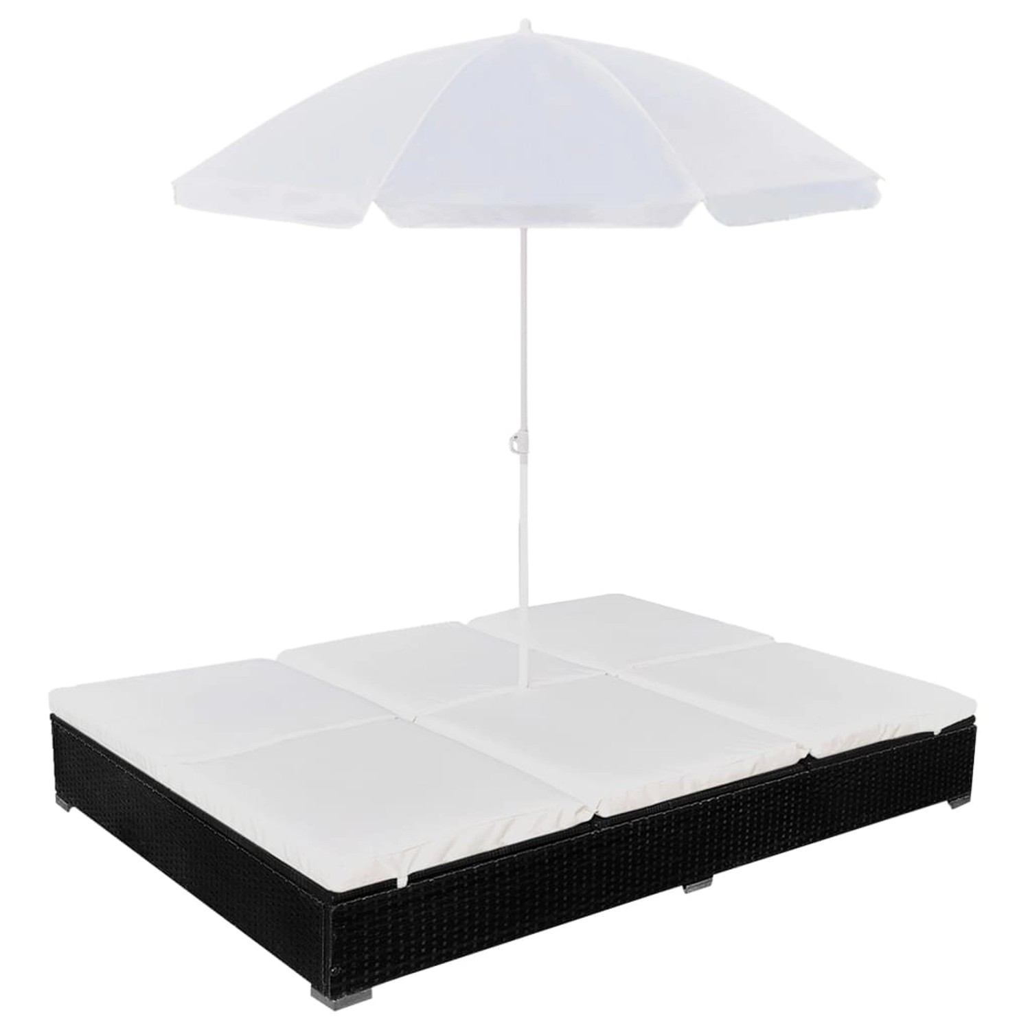 Outdoor-loungebett Mit Sonnenschirm Poly Rattan Schwarz günstig online kaufen