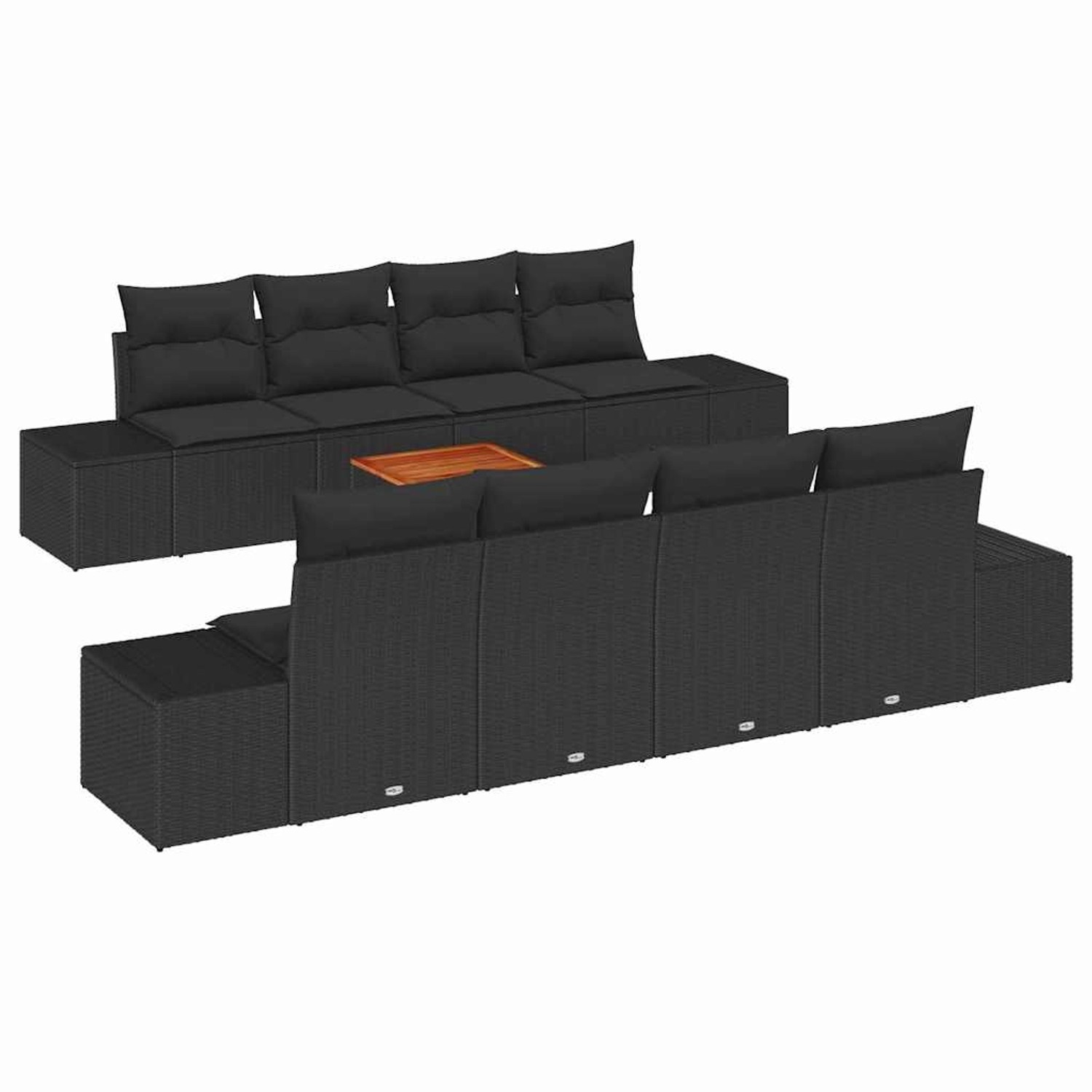 vidaXL Garten-Sofa-Set mit Kissen 9-Tlg Schwarz Poly Rattan 3347933 günstig online kaufen