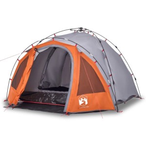 vidaXL Kuppel-Campingzelt 3 Personen Grau und Orange Quick Release 4004224