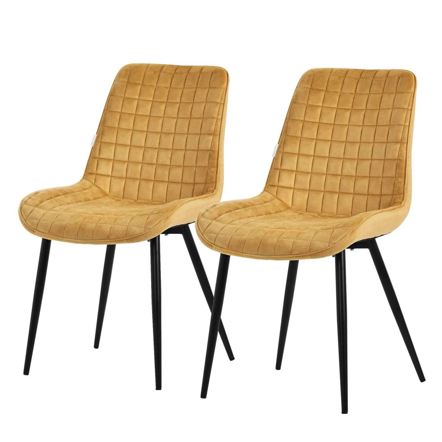 ML-Design Esszimmerstühle 2er Set Senfgelb Samtbezug Metallbeinen