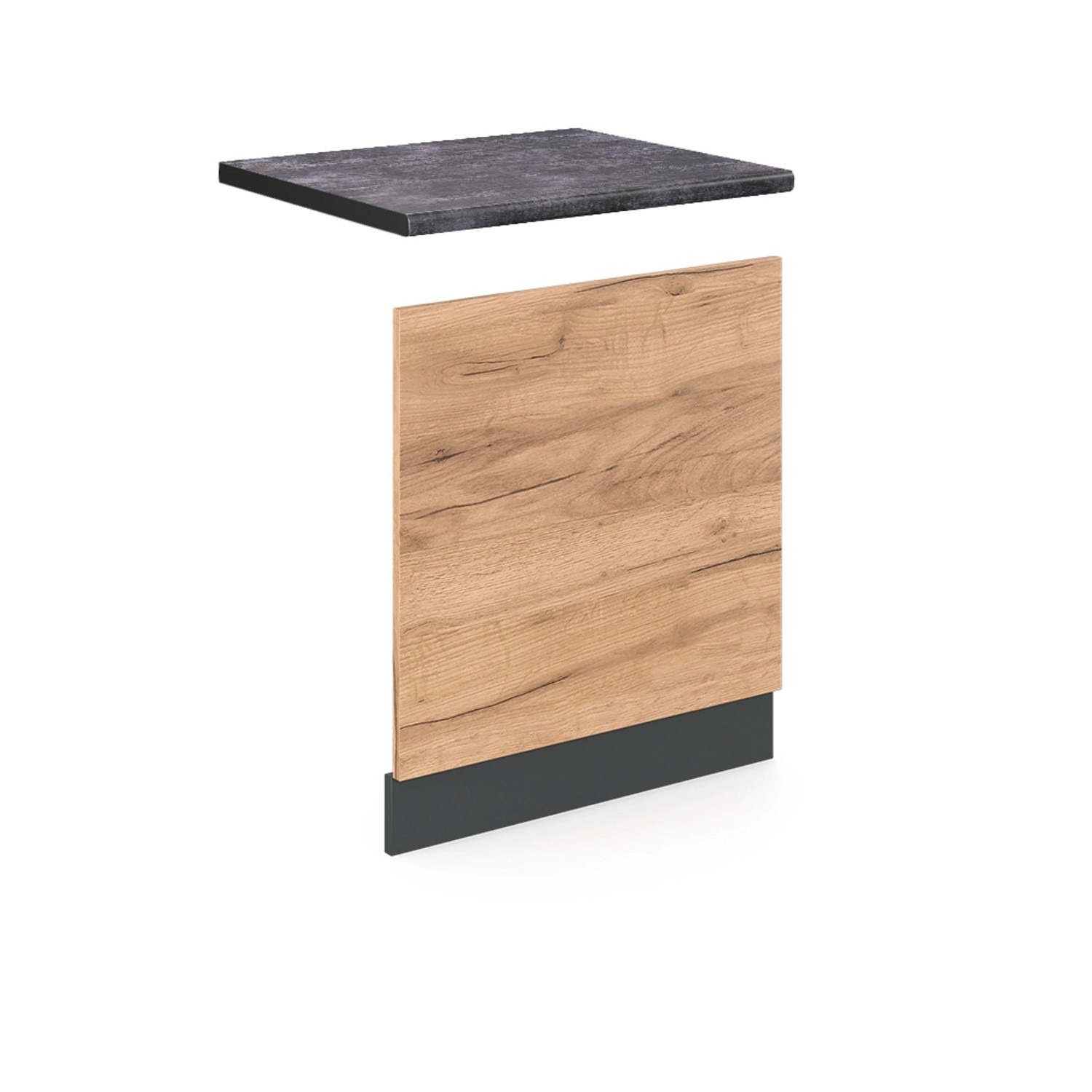 Vicco Frontblende R-Line Goldkraft Eiche/Anthrazit 60 cm AP Anthrazit mit Anthrazit Korpus