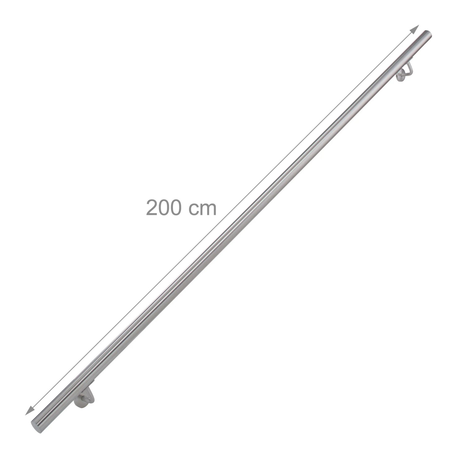 Relaxdays Rundhandlauf Edelstahl Silber 200 cm 38 mm Durchmesser für Wandmontage_3