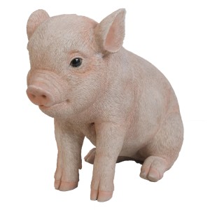 Deko-Ferkel Figur, 15 cm, aus Polystone für die Gartendekoration.