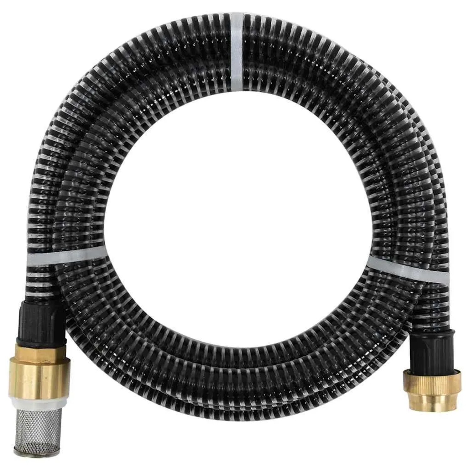 vidaXL Saugschlauch mit Messing-Anschlüssen Schwarz 5 m PVC 151058