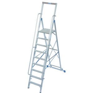 Krause Stehleiter Stabilo mit 10 Stufen und Plattform, ideal für sicheres Arbeiten in der Höhe.