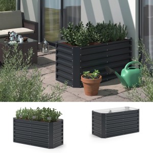 OK-Living Hochbeet Anthrazit, 120x60 cm, aus Metall für Garten & Terrasse.