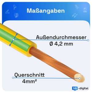 hb-digital 500m PVC Aderleitung H07V-K Erdungskabel 4mm2 Flexibel