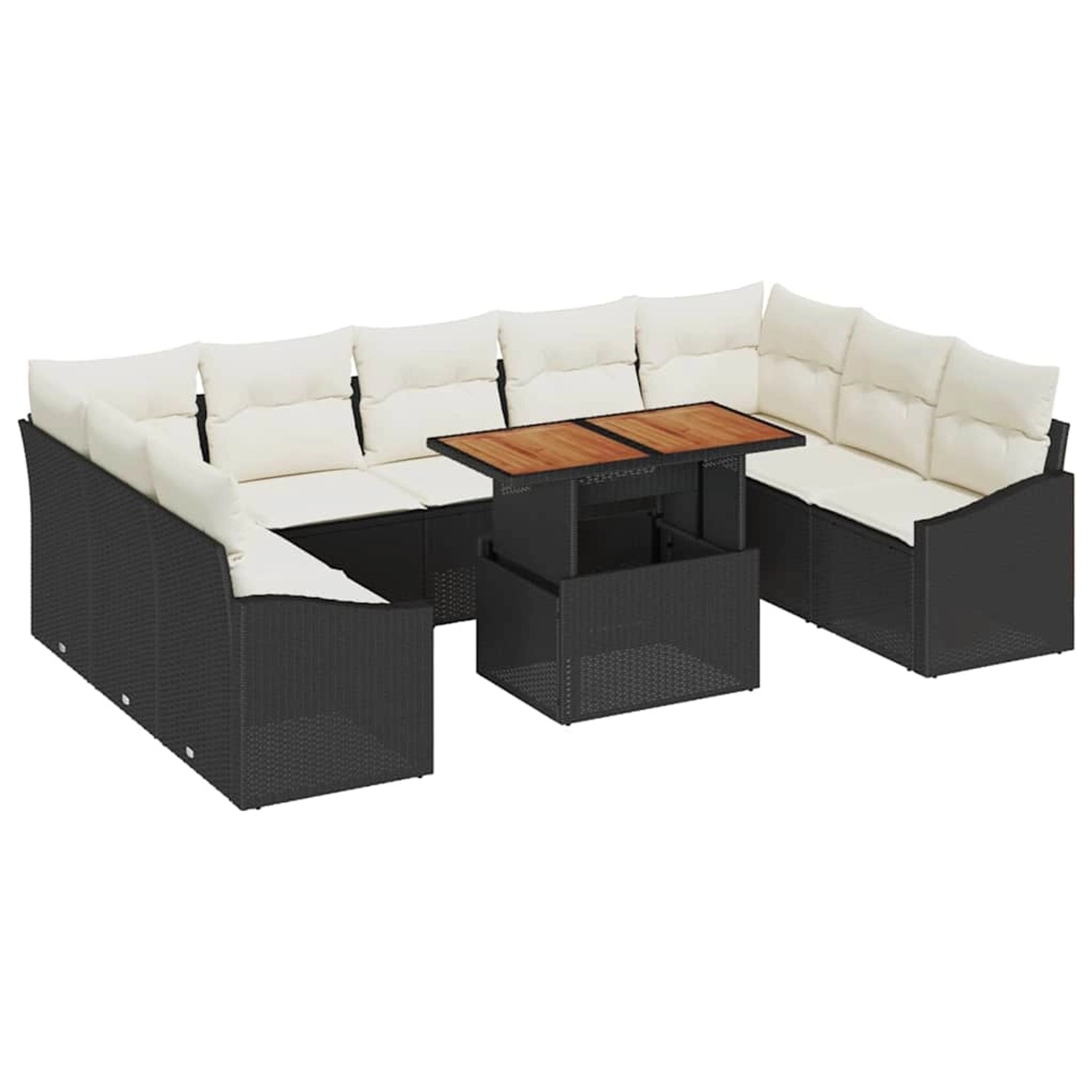 vidaXL Garten-Sofa-Set mit Speicher 10-Tlg Schwarz Poly Rattan 3358616 günstig online kaufen