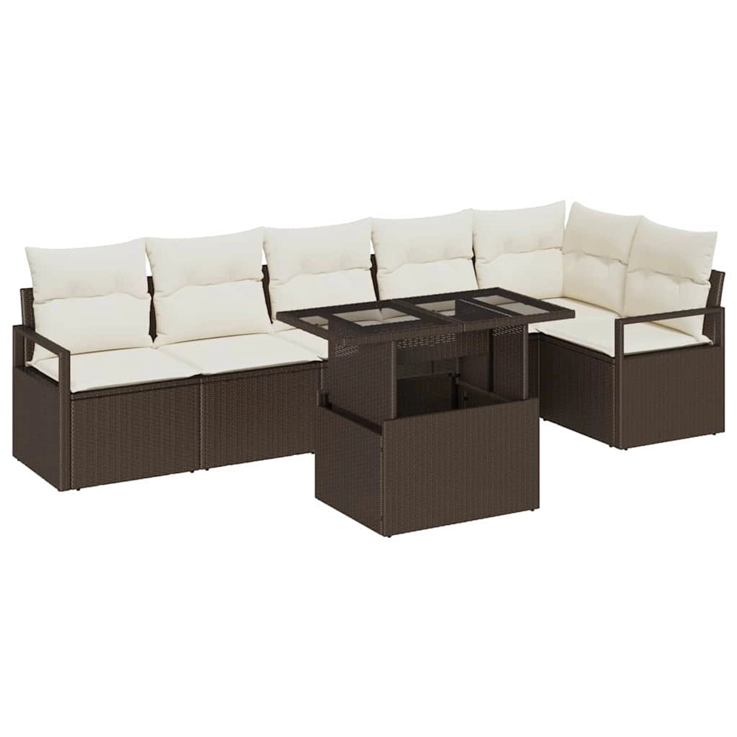 vidaXL Garten-Sofa-Set mit Speicher 7-Tlg Braun Poly Rattan 3357571 günstig online kaufen