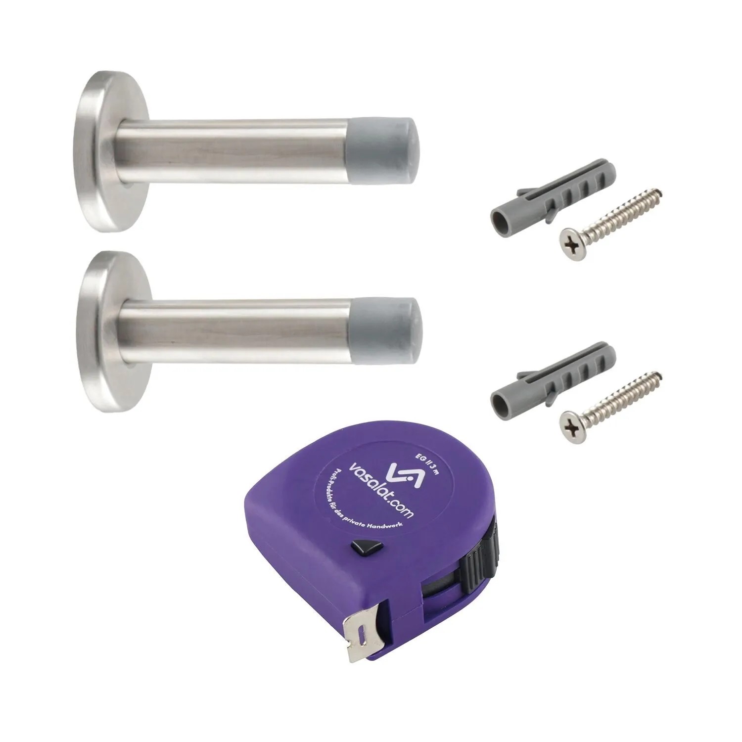 vasalat Set Türstopper Wand mit Dämpfer Ø 20 mm L 100 mm Edelstahl