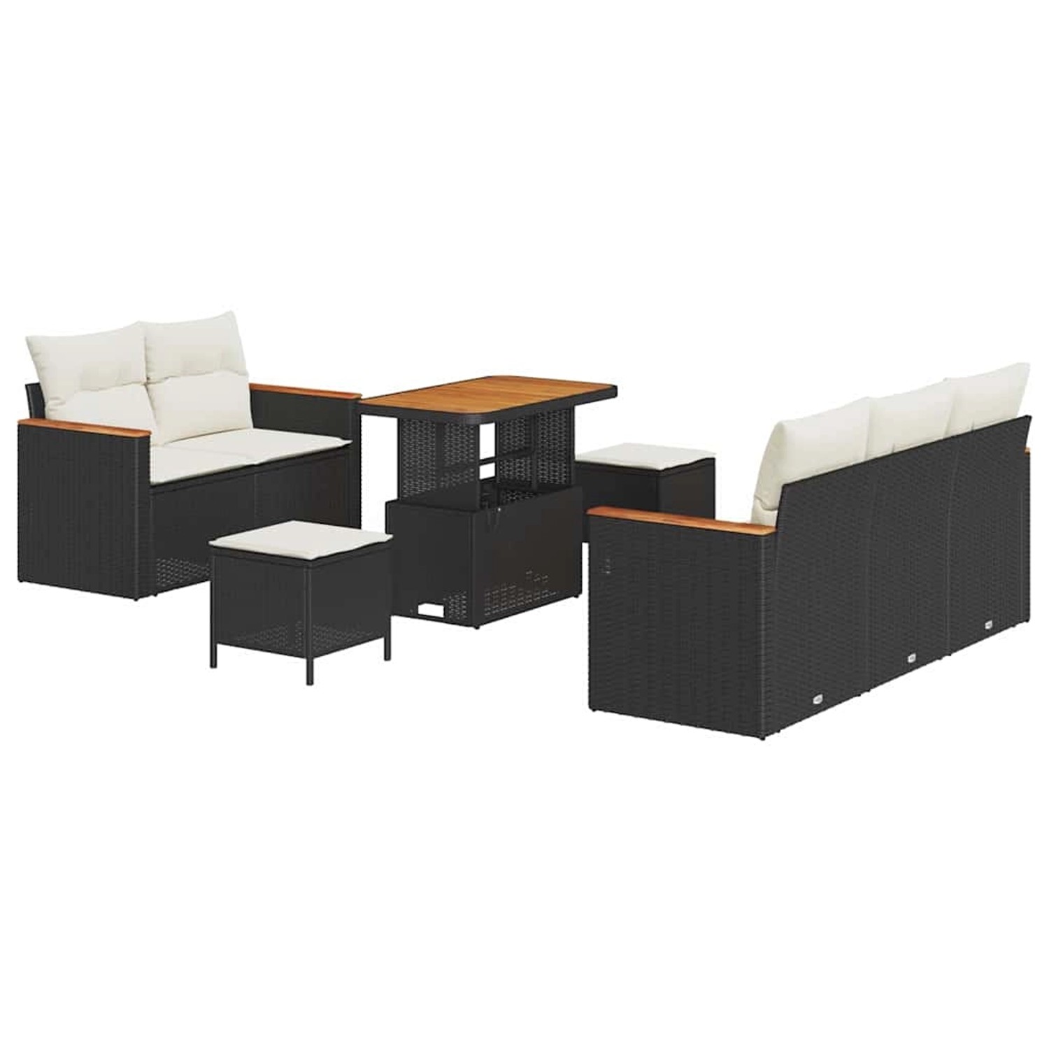 vidaXL Garten-Sofa-Set mit Kissen 8-Tlg Schwarz Poly Rattan 3362990 günstig online kaufen