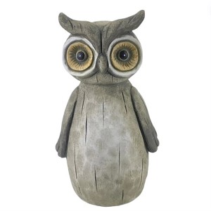 Dekorative Eule aus Terracotta, braune Zaunfigur, 21,5 cm hoch.