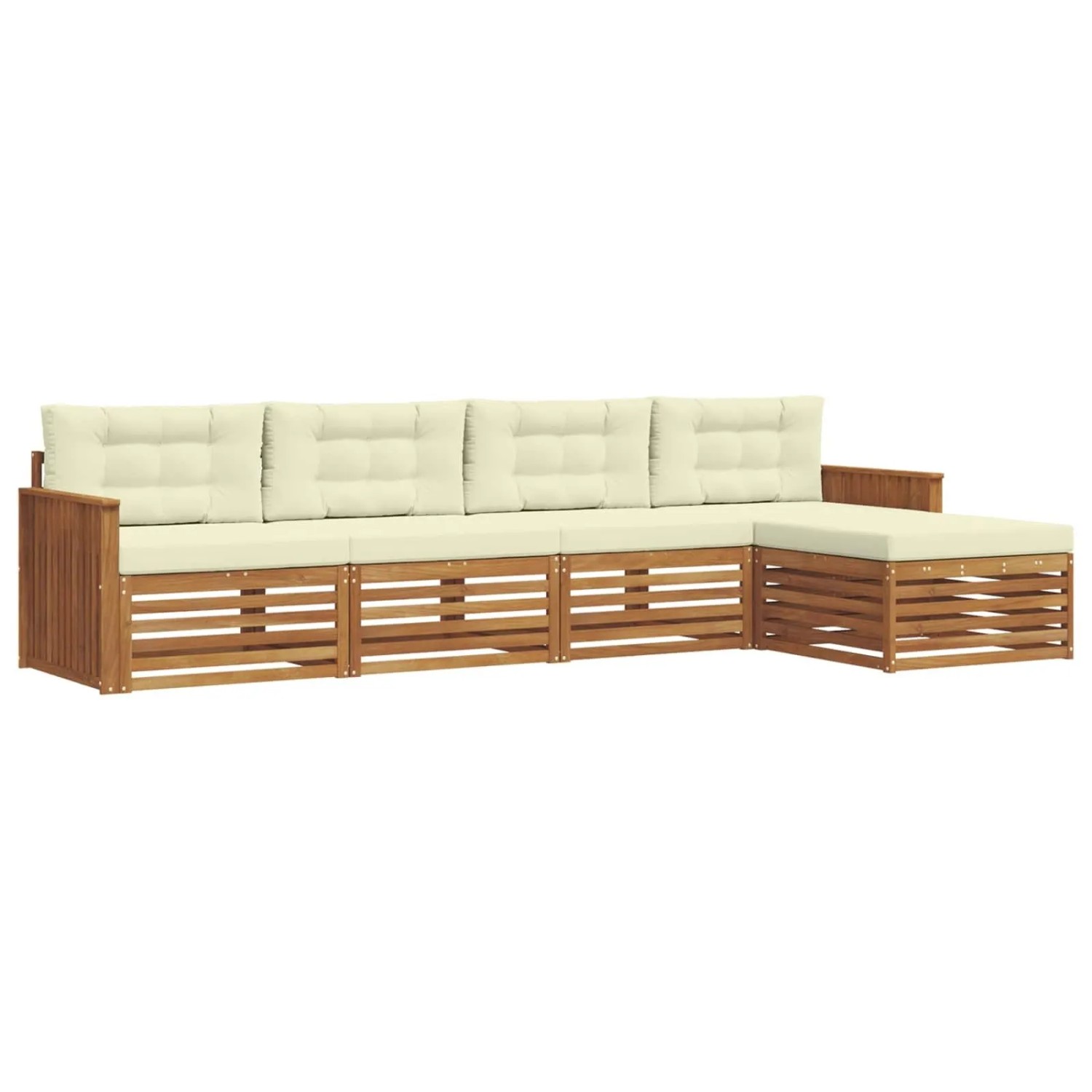 vidaXL Outdoor-Sofagarnitur mit Kissen 5-Tlg Natur und Creme 3373295