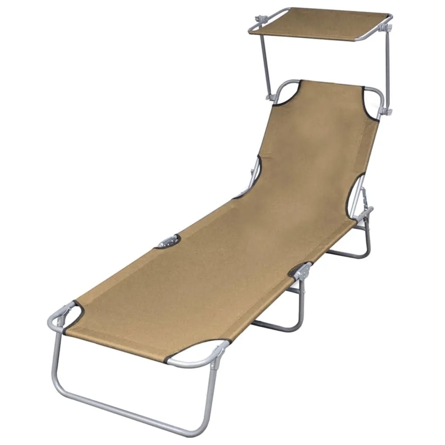 Furnicato Sonnenliege Klappbar Mit Verstellbarem Sonnenschutz 189 X 58 X 27 Cm Taupe