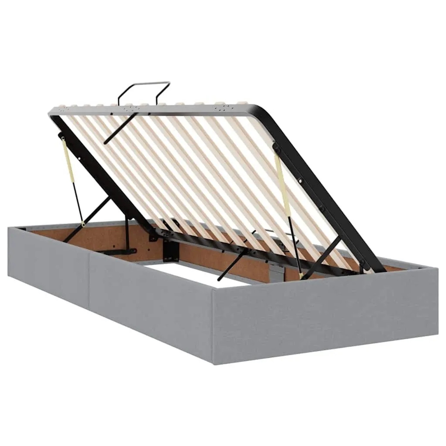 vidaXL Bett mit LED-Lichtleisten Hellgrau 200 x 200 cm Stoff 3371591_8