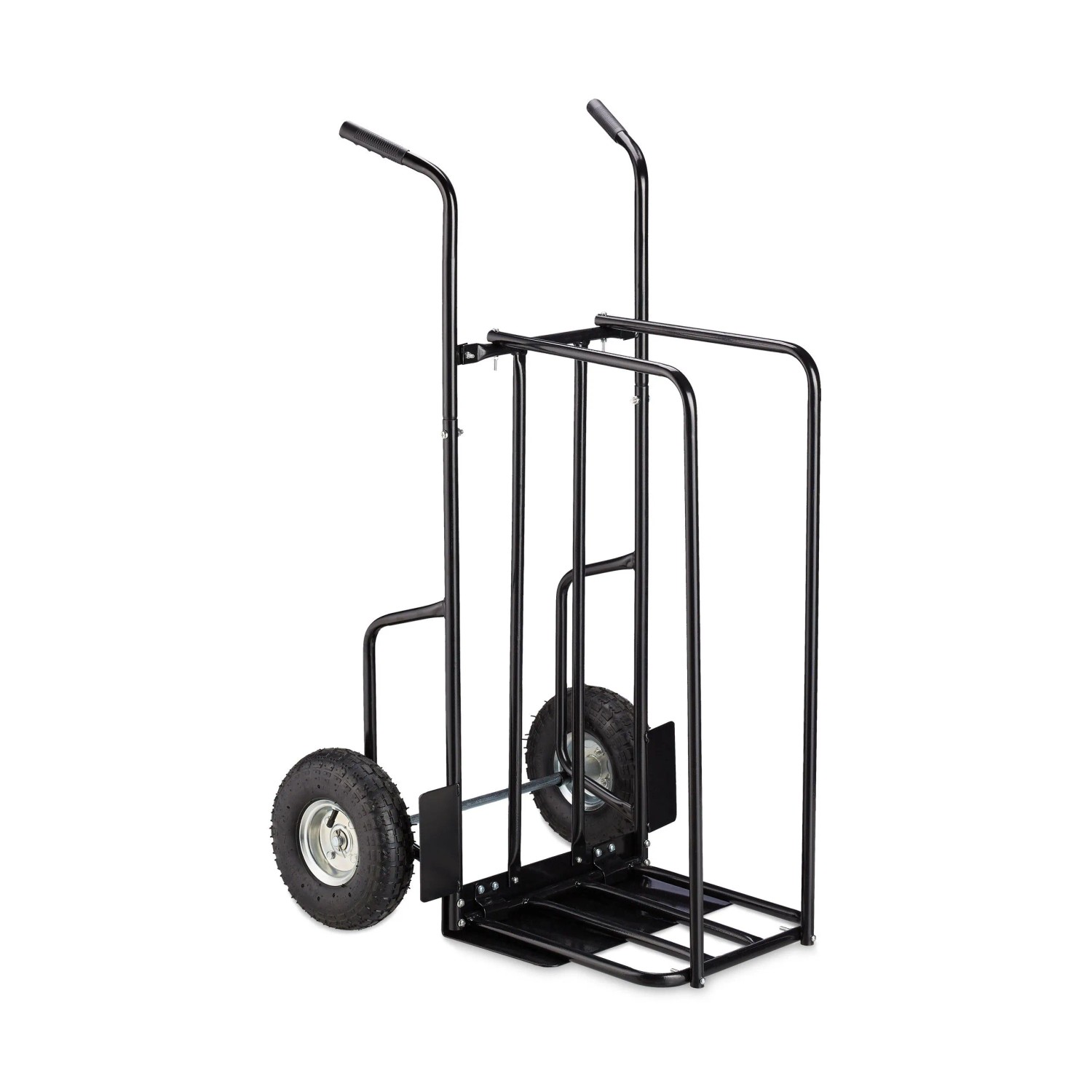 Relaxdays Kaminholzwagen XL Metall Schwarz Luftreifen 120 cm x 63 cm x 65 cm
