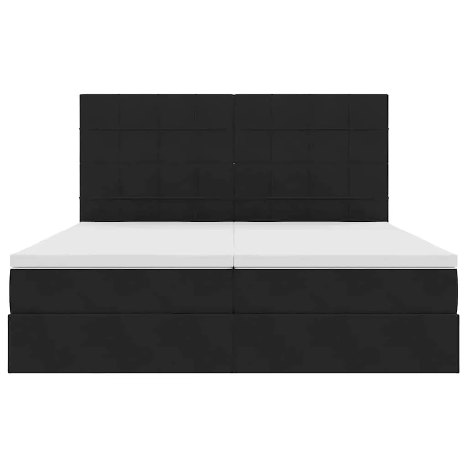 Schwarzes vidaXL Bett (180x200 cm) mit LED-Leisten und Samtbezug.