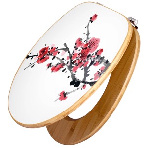 Banjado WC-Sitz aus Bambus mit japanischem Blütenmotiv. Toilettendeckel aus Holz mit Universal Scharnieren.