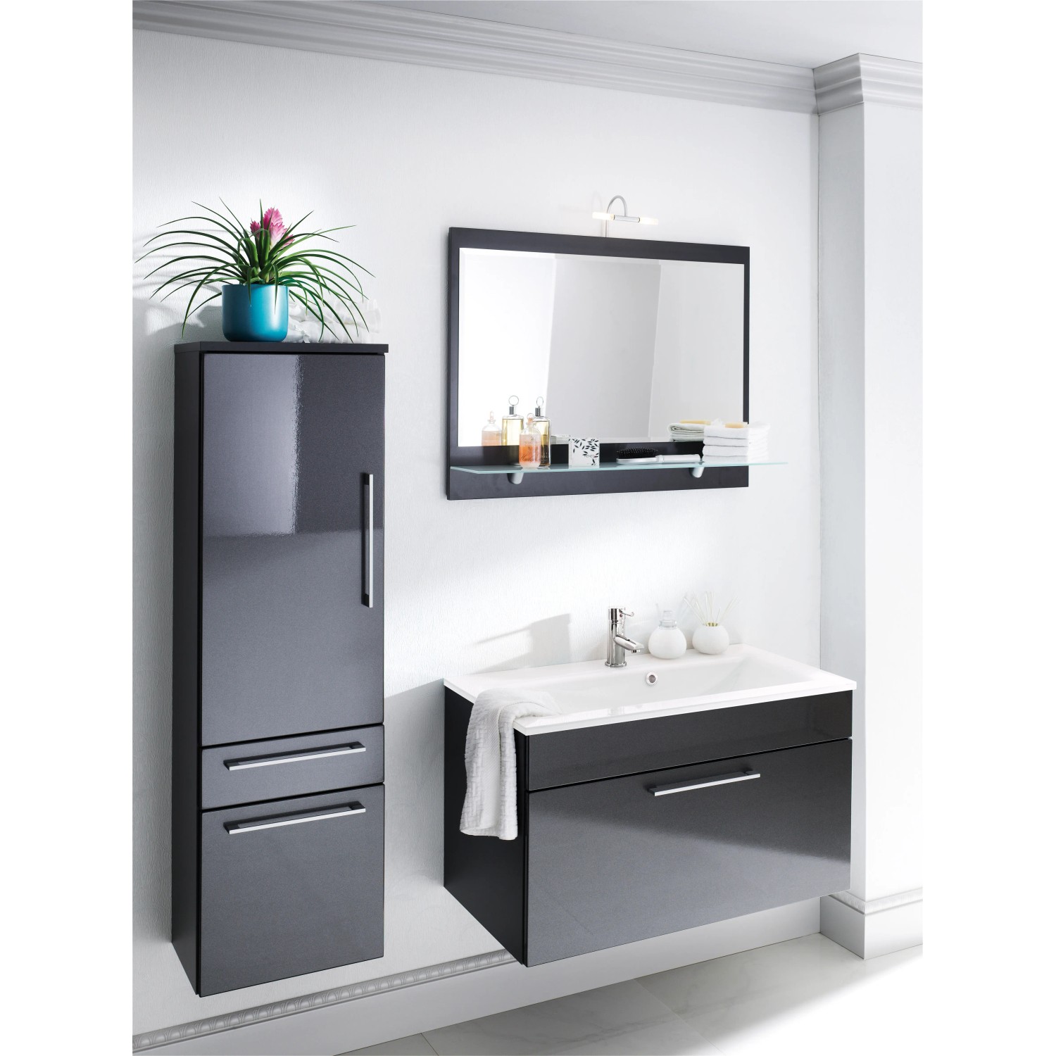 Posseik Bad Hochschrank Heron Anthrazit 40 cm kaufen bei OBI