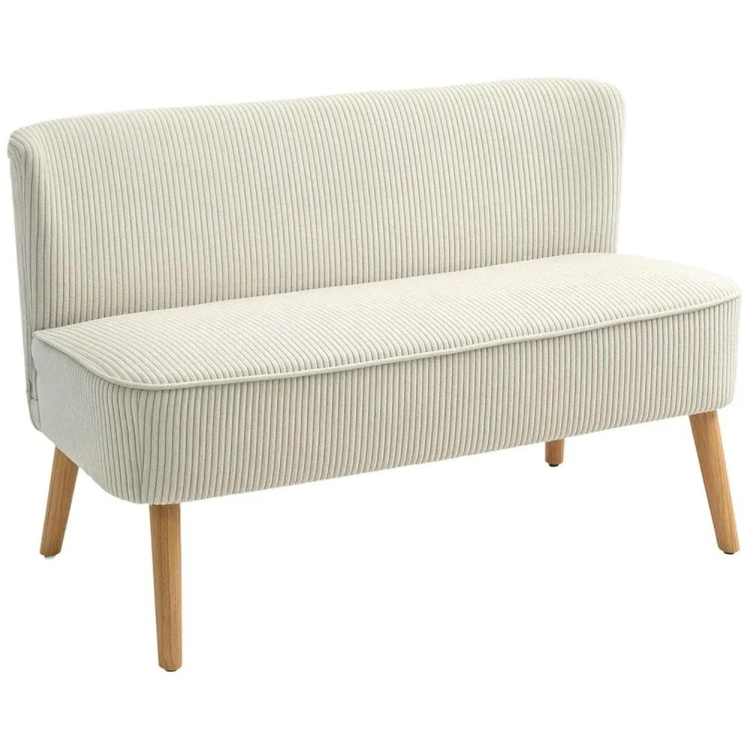 HOMCOM Sofa Holz Stoff Schaumstoff Cremeweiß 117L x 56,5B x 77H cm