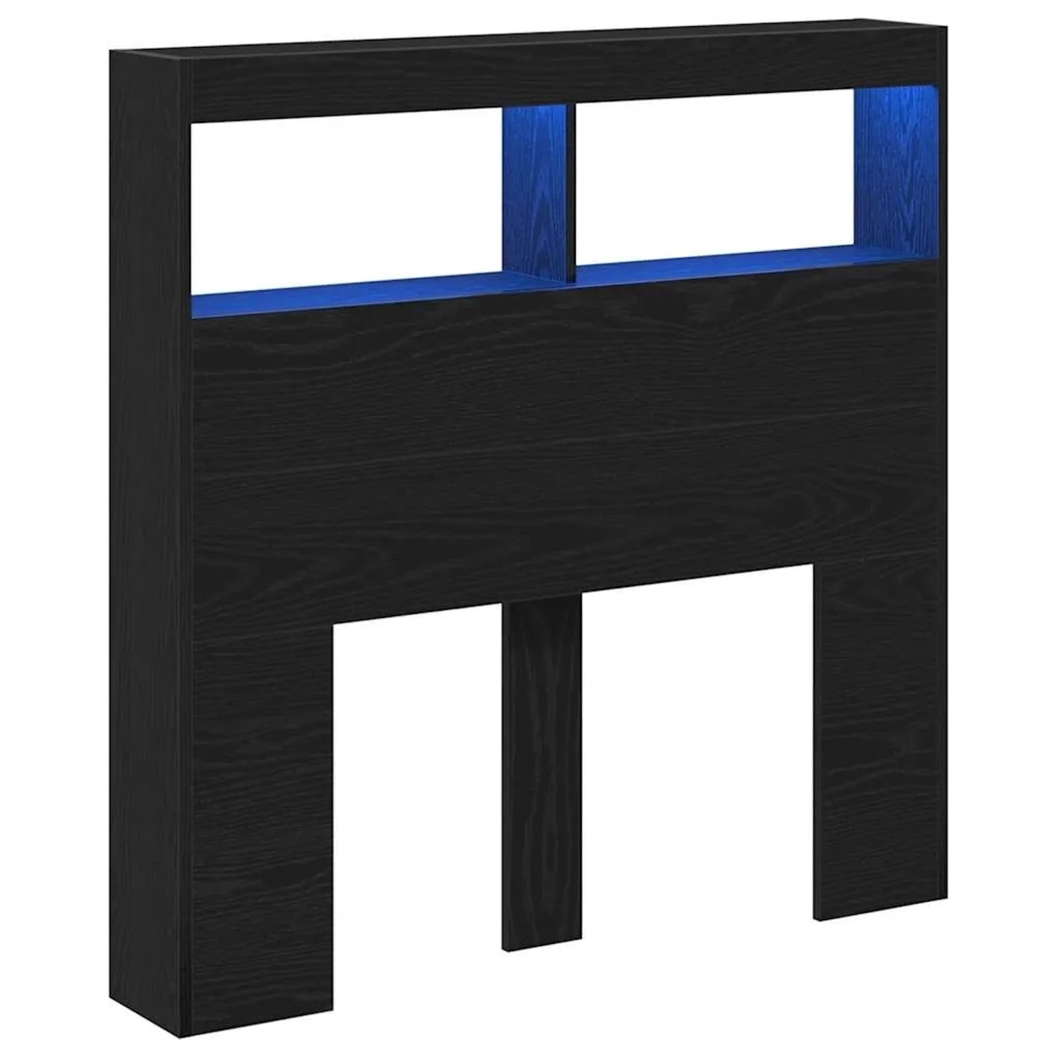 vidaXL LED-Kopfteil mit Ablagen Schwarz Eichen-Optik 100x17x102 cm 863127
