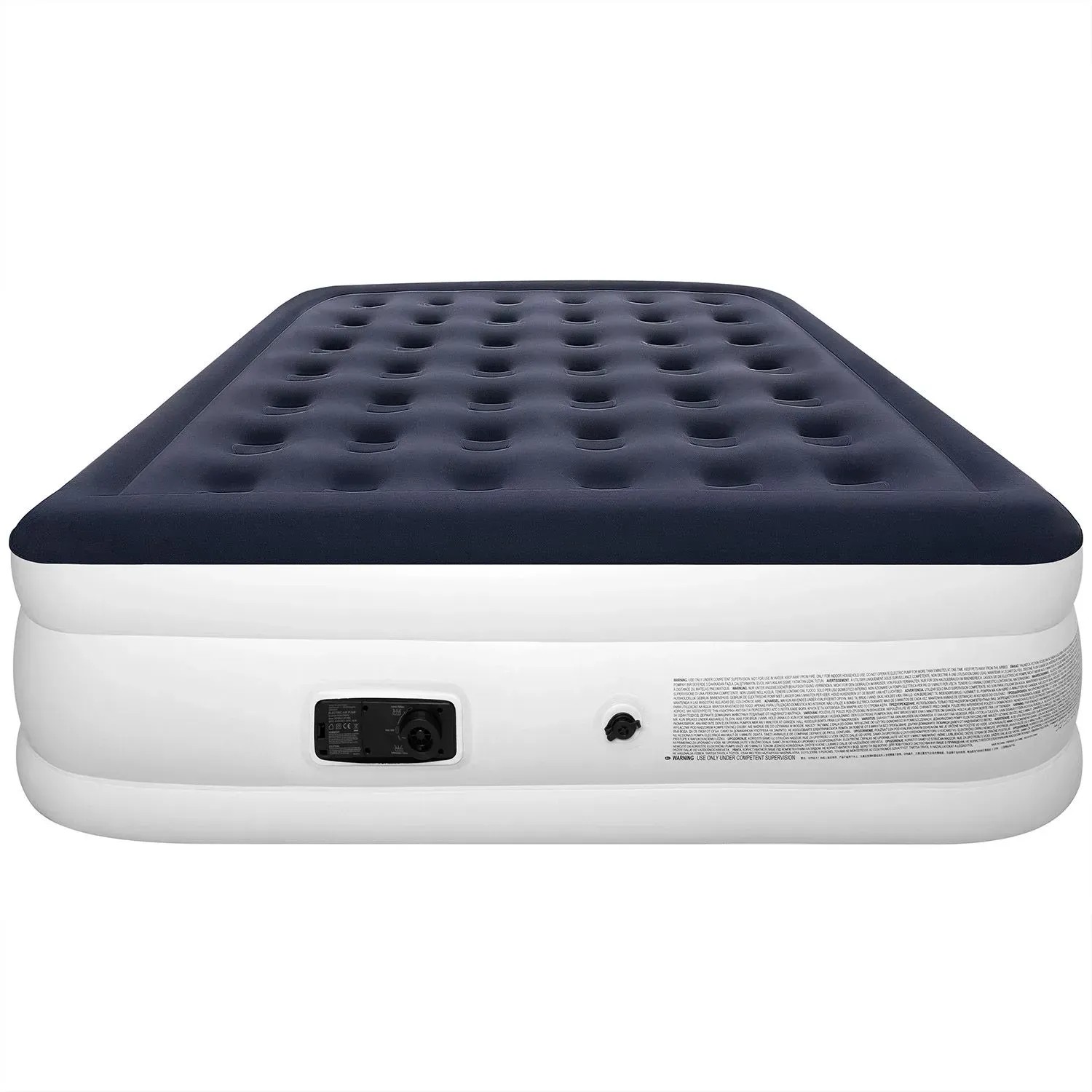 Juskys Luftbett Sapri L, blau-weiß, mit integrierter Pumpe. Ideal als Gästebett oder zum Campen.