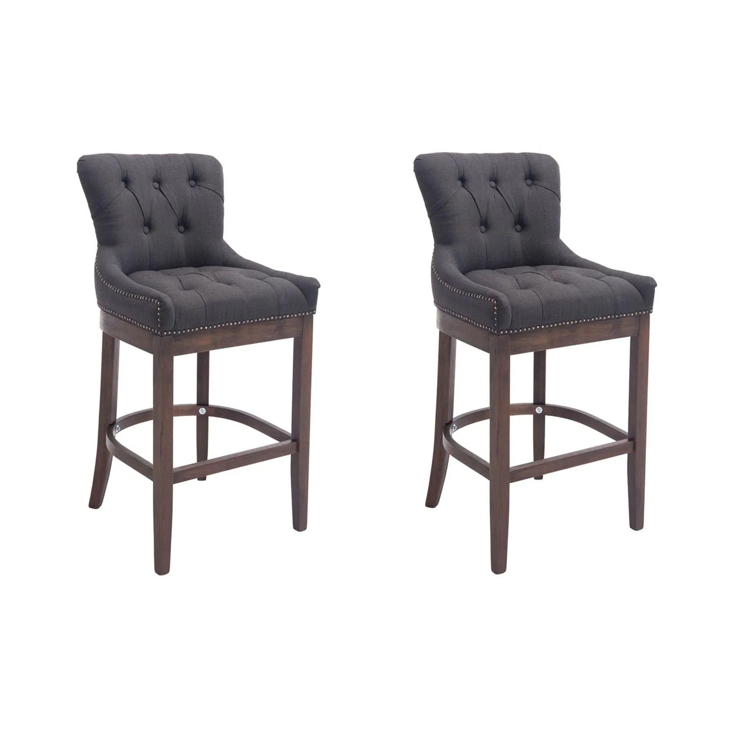 CLP 2er Set Barhocker Lakewood Stoff Dunkelgrau/Antik