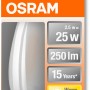 Osram LED-Leuchtmittel E14 Kerzenform, 2,5W, warmweiß. Detailaufnahme der Verpackung.