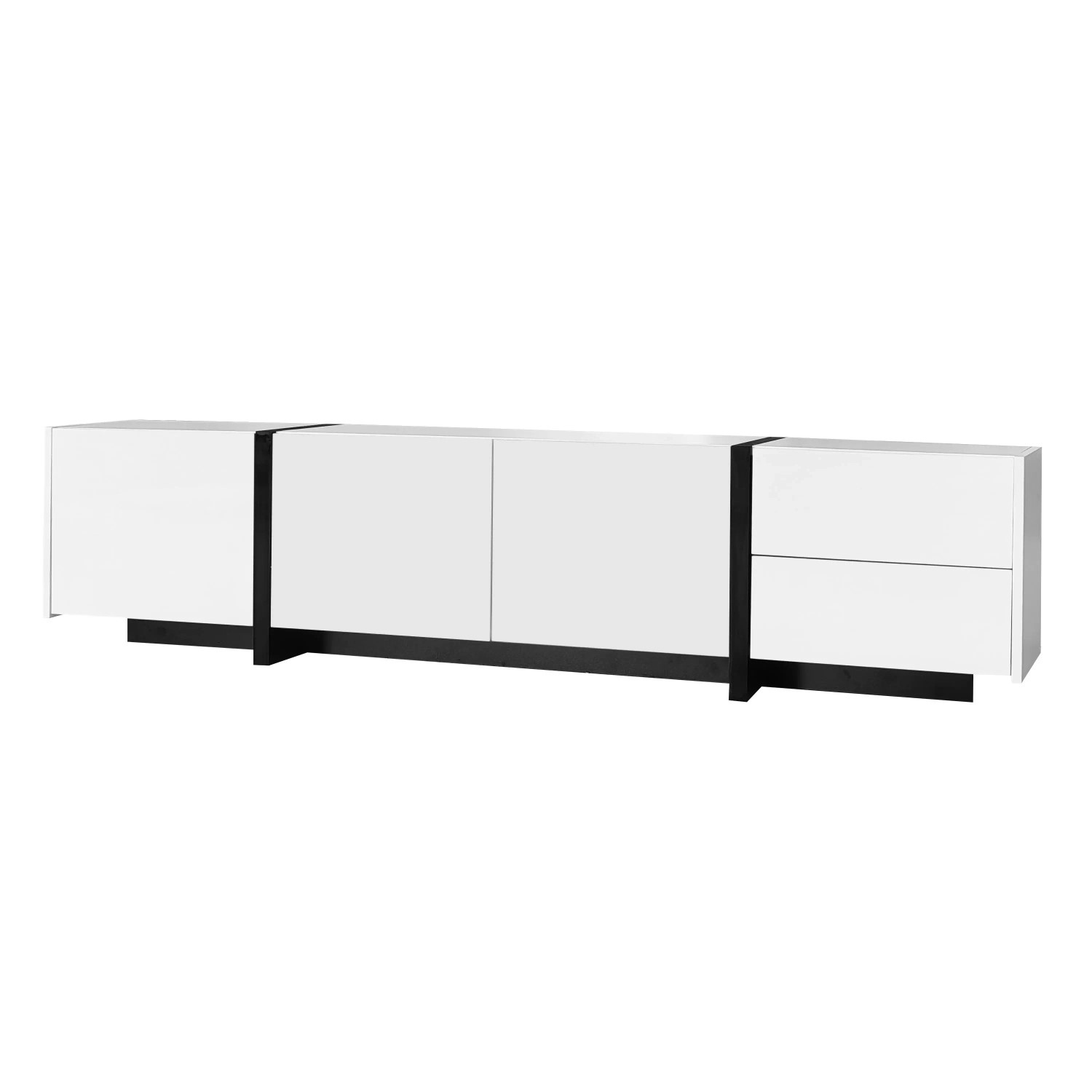 okwish TV Schrank mit Schubladen Türen Stauraum 170x30x39cm Hochglanz Weiß