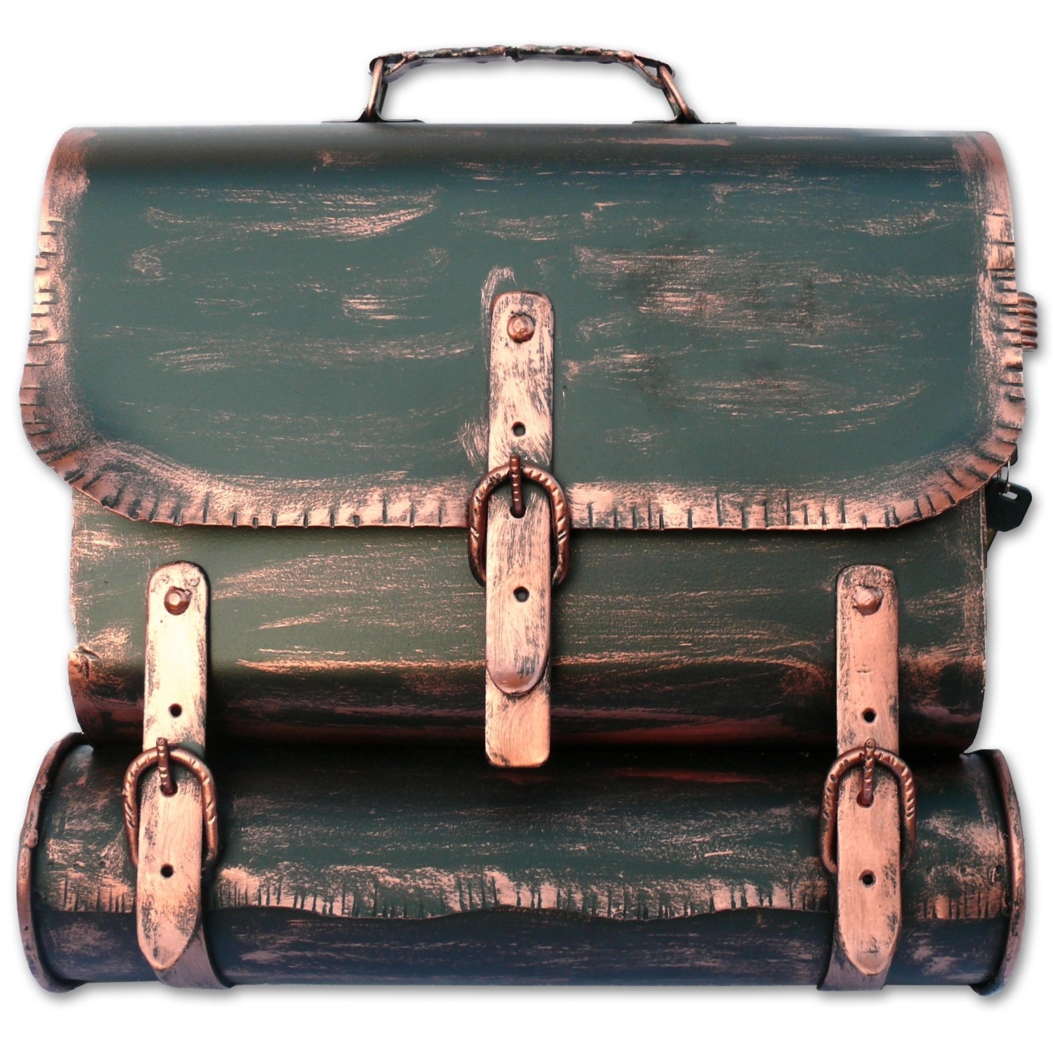 HMF 506-20 Briefkasten Antik SCHULRANZEN WNS 36 x 41 x 85 cm Kupfer