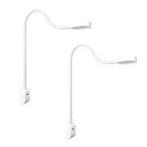2er Set weiße kalb LED-Bettleuchten mit flexiblem Arm, USB-C Anschluss zur Wandmontage.
