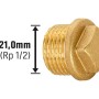 Messing Gewinde-Stopfen, 21mm (R 1/2) für Gewindefittings, Nahaufnahme.