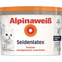 Eimer Alpinaweiß Seidenlatex, 1 Liter, seidenglänzend, für strapazierfähige Innenanstriche.